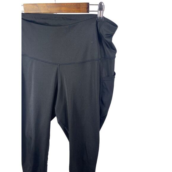 Adrienne Vittadini 1X Compression Leggings Black High Rise Waist Pockets Active - Picture 2 of 7